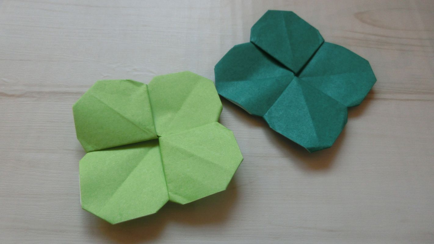 折り紙 四葉のクローバーの簡単な折り方 作り方 1枚でできて手紙にもおすすめ ちょちょいの工作部屋