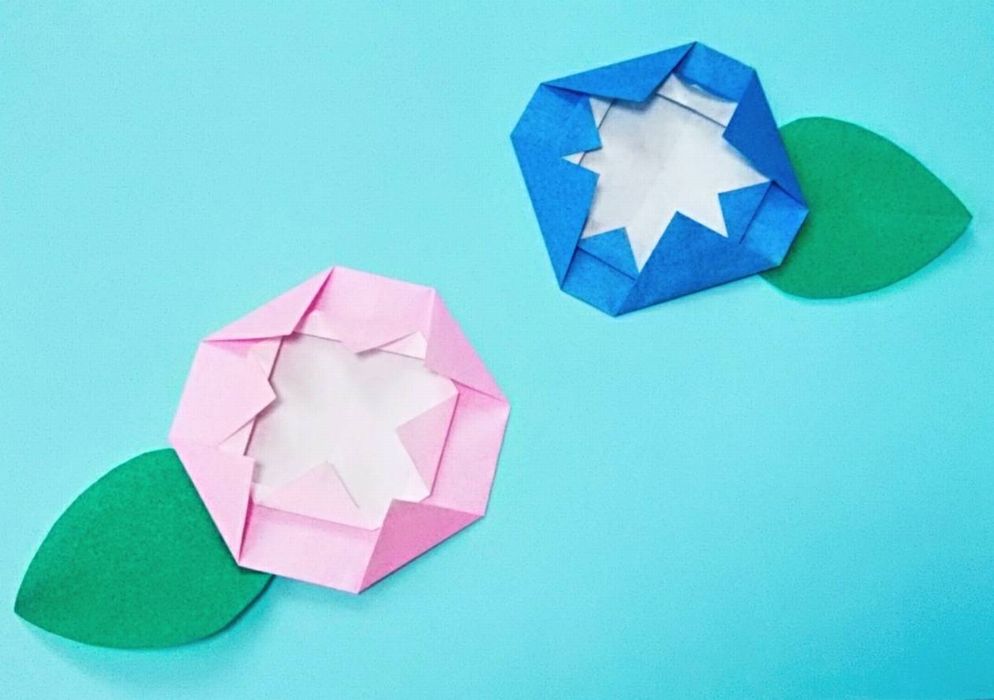 折り紙一枚のあじさいの折り方 3歳4歳の子ども向けで簡単かわいい ちょちょいの工作部屋