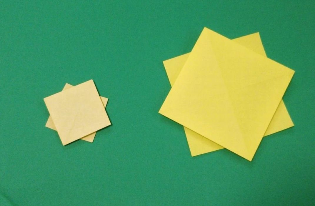 ひまわりの折り紙 子どもも簡単1枚3ステップでできる折り方 ちょちょいの工作部屋
