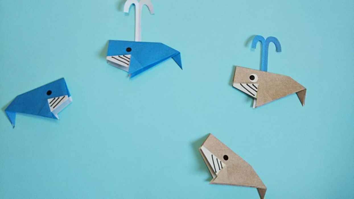 折り紙の クジラ の簡単な折り方 子どもに人気の水中の動物を作る ちょちょいの工作部屋