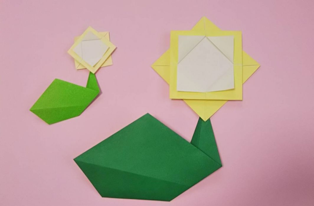 ひまわりの折り紙の折り方 1枚でできる子どもにも簡単な作り方 ちょちょいの工作部屋