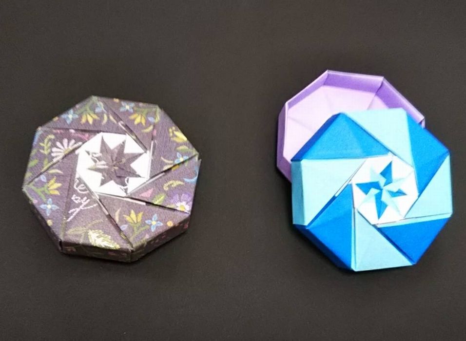 折り紙で作るキャンディボックスが簡単 フタつき平形八角形の箱が可愛い ちょちょいの工作部屋