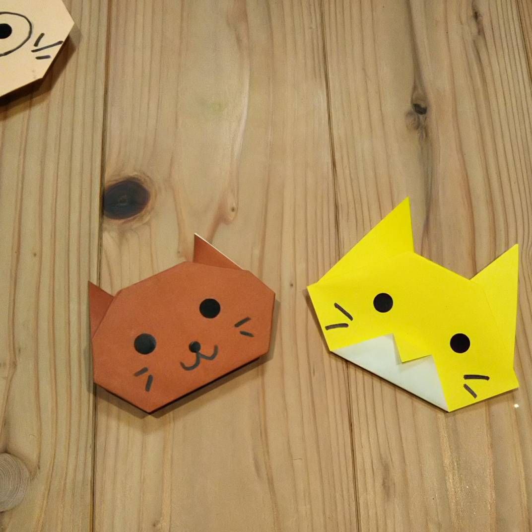折り紙の猫 ネコ 簡単かわいい折り方3種 保育園の子どももすぐ作れる ちょちょいの工作部屋